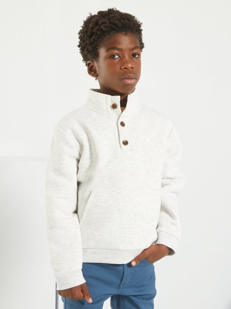 Sweatshirt em moletão com gola subida Cinza - Kiabi