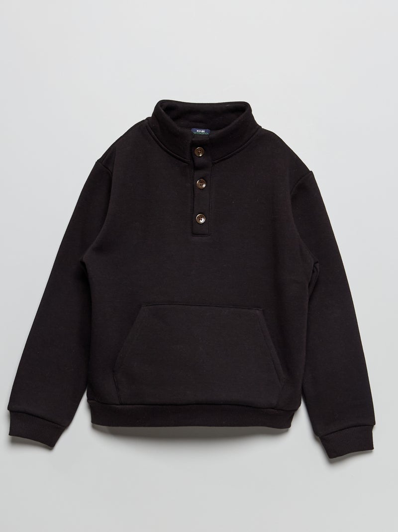 Sweatshirt em moletão com gola subida Preto - Kiabi