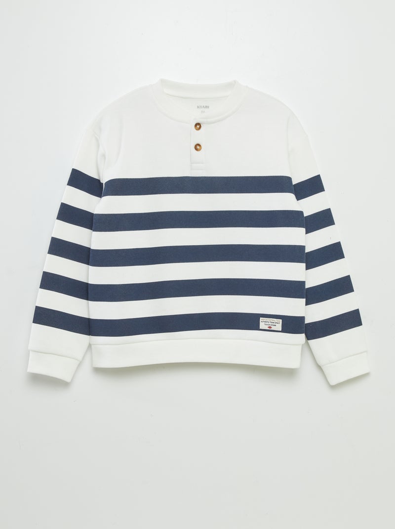 Sweatshirt em moletão com gola tunisina BEGE - Kiabi