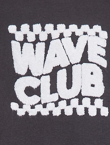 Sweatshirt em moletão com inscrição em malha trama