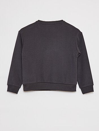 Sweatshirt em moletão com inscrição em malha trama