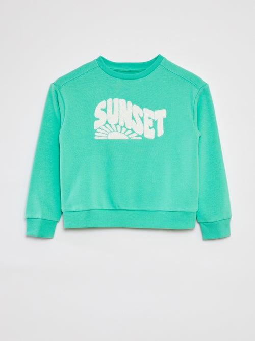 Sweatshirt em moletão com inscrição em malha trama - Kiabi