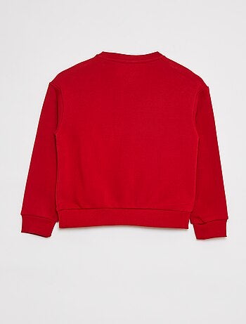 Sweatshirt em moletão com inscrição em malha trama