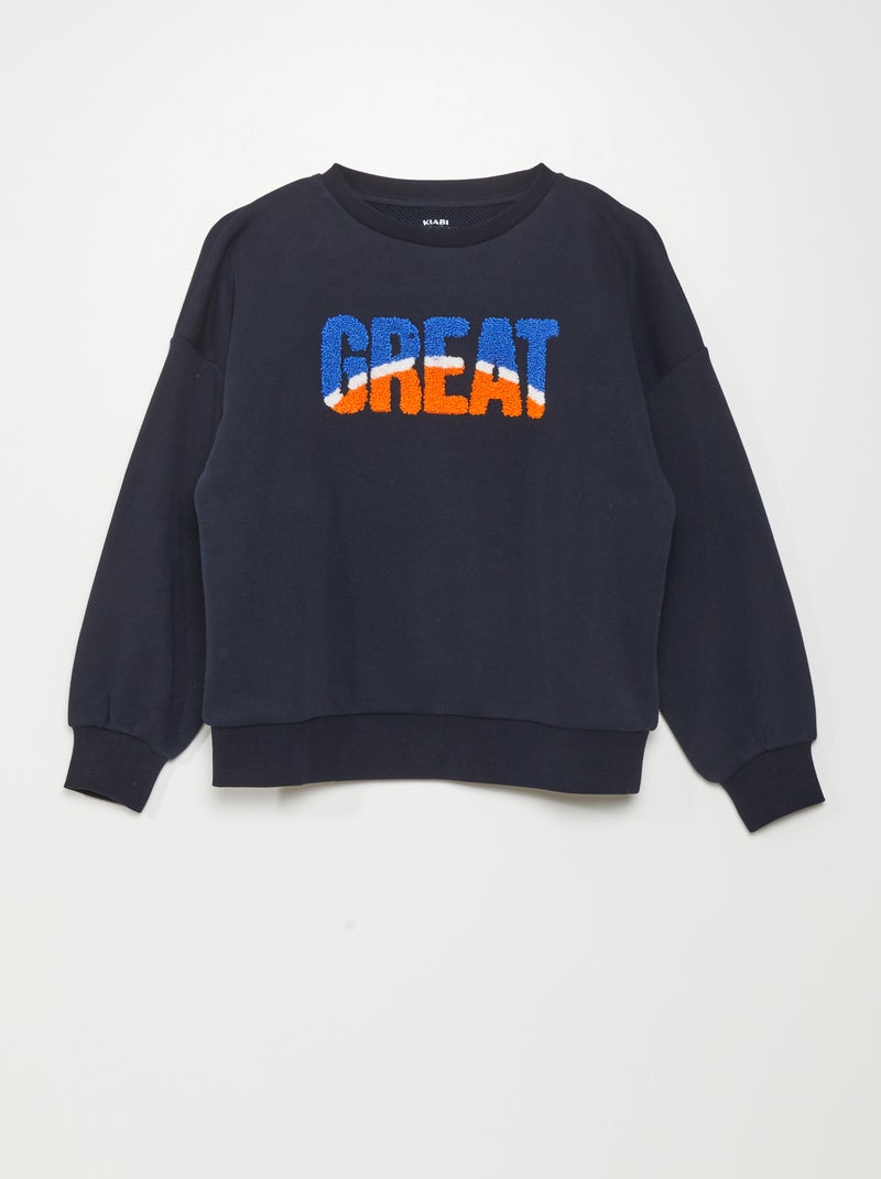 Sweatshirt em moletão com malha borboto AZUL - Kiabi