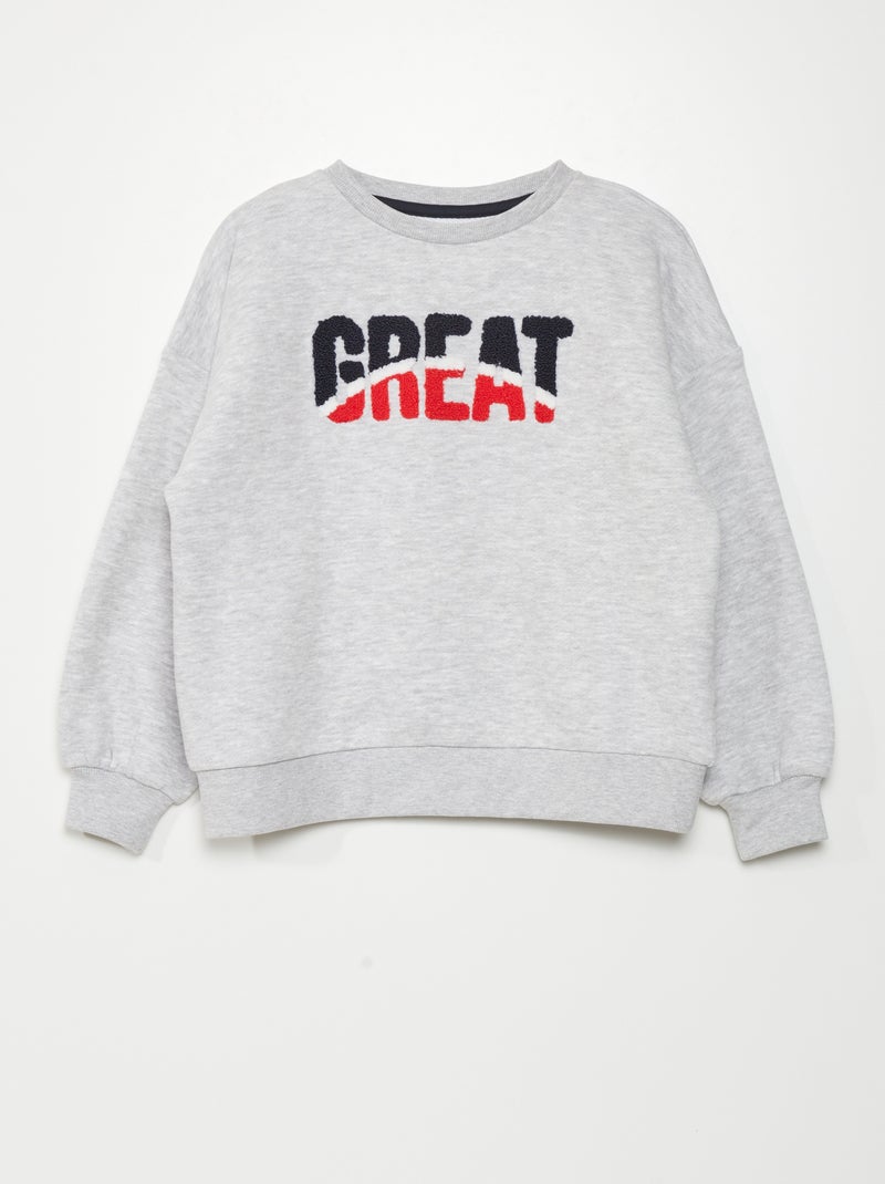 Sweatshirt em moletão com malha borboto CINZA - Kiabi