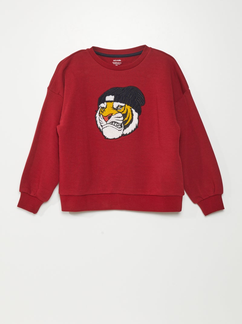 Sweatshirt em moletão com malha borboto VERMELHO - Kiabi