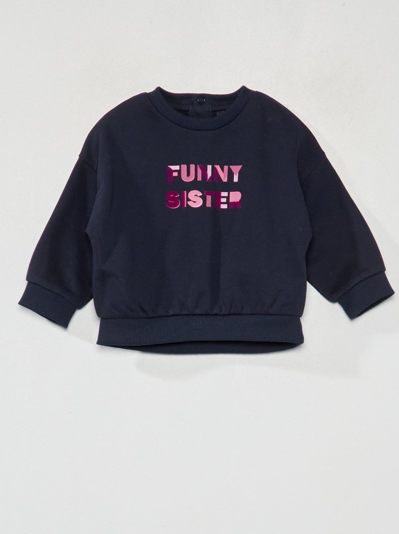 Sweatshirt em moletão com mangas compridas AZUL - Kiabi