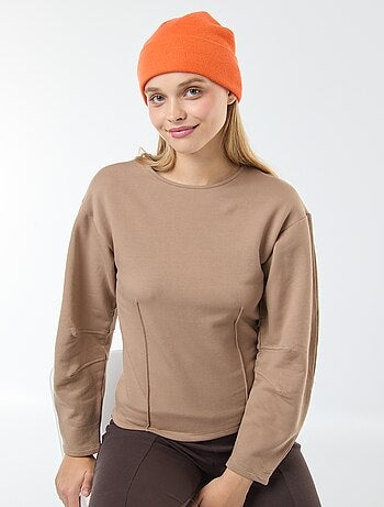 Sweatshirt em moletão com mangas compridas