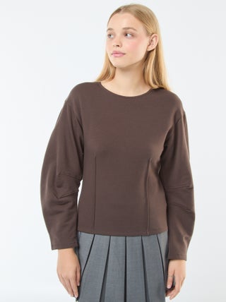 Sweatshirt em moletão com mangas compridas