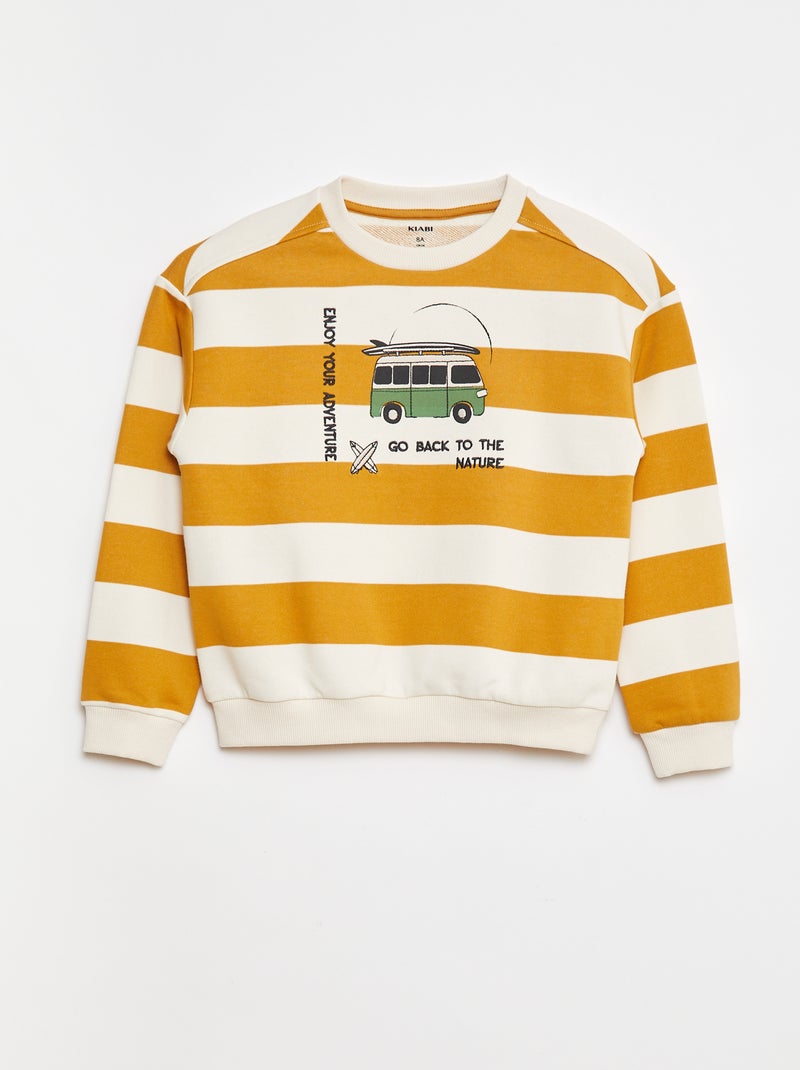 Sweatshirt em moletão com mangas contrastantes Amarelo - Kiabi