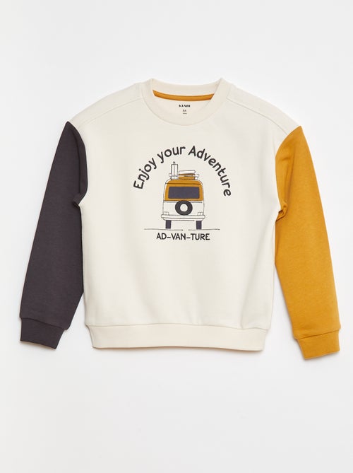 Sweatshirt em moletão com mangas contrastantes - Kiabi