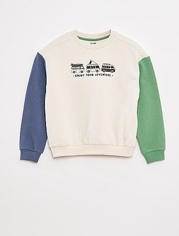 Sweatshirt em moletão com mangas contrastantes