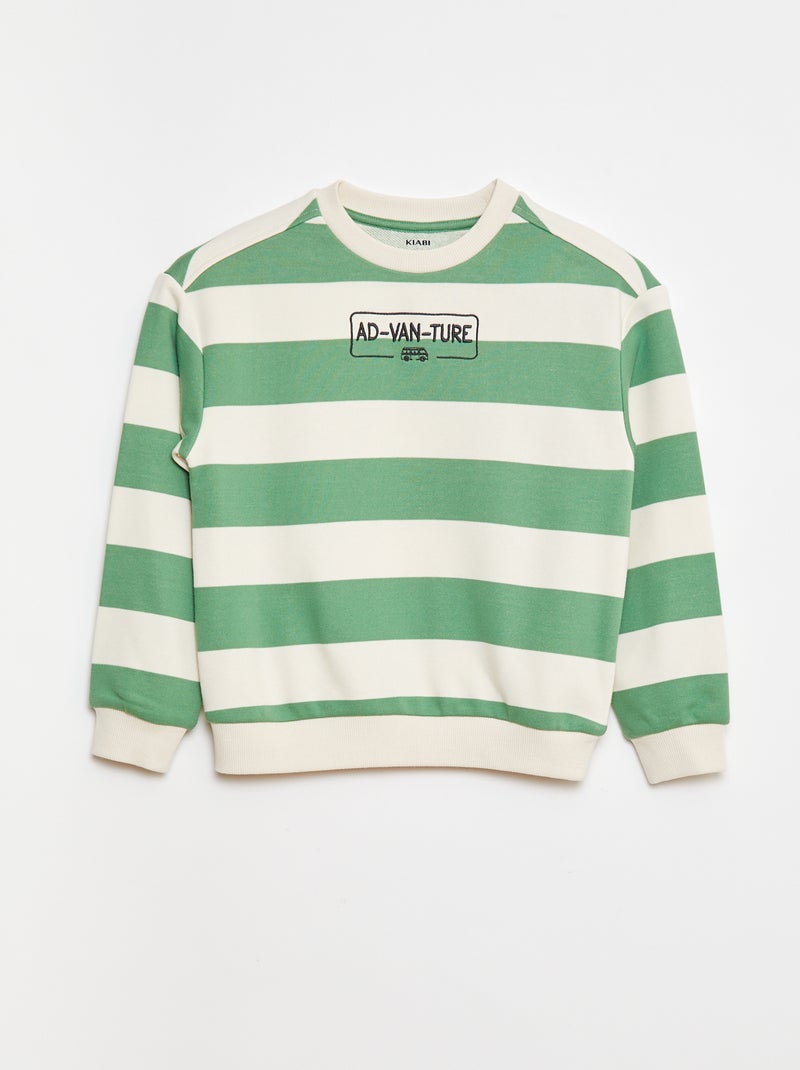 Sweatshirt em moletão com mangas contrastantes Verde - Kiabi