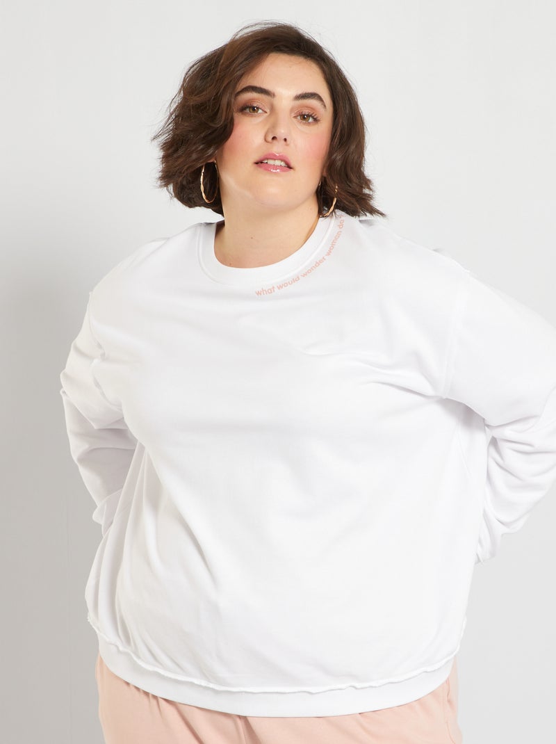 Sweatshirt em moletão com mensagem BRANCO - Kiabi