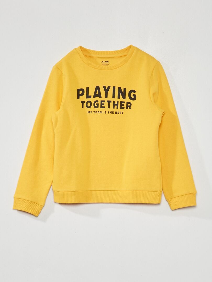Sweatshirt em moletão com mensagem estampada Amarelo - Kiabi