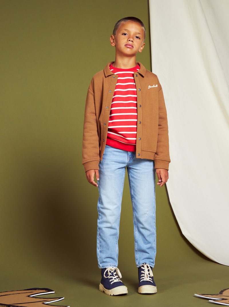Sweatshirt em moletão com molas de pressão CASTANHO - Kiabi