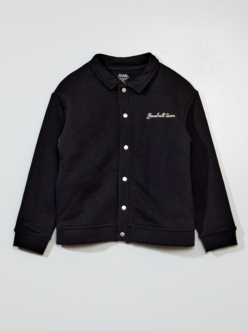 Sweatshirt em moletão com molas de pressão PRETO - Kiabi