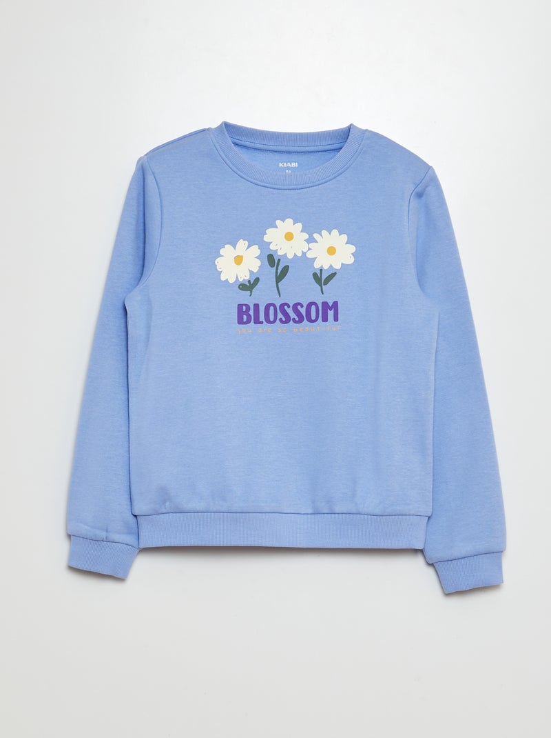 Sweatshirt em moletão com motivo AZUL - Kiabi