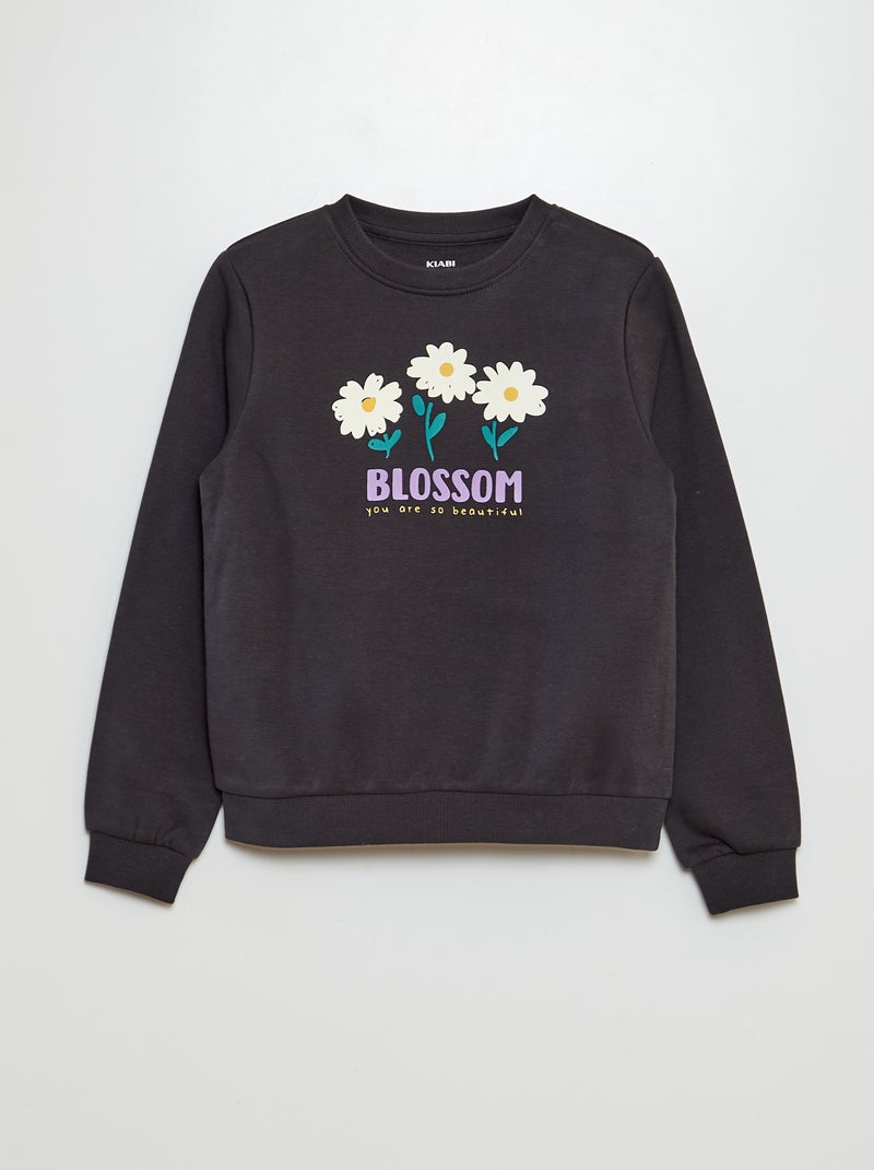 Sweatshirt em moletão com motivo PRETO - Kiabi