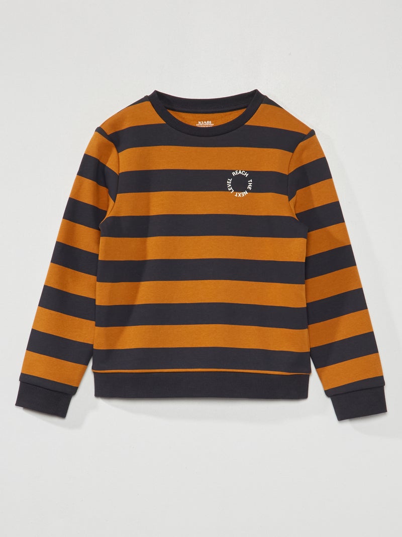 Sweatshirt em moletão com riscas larga MARROM - Kiabi