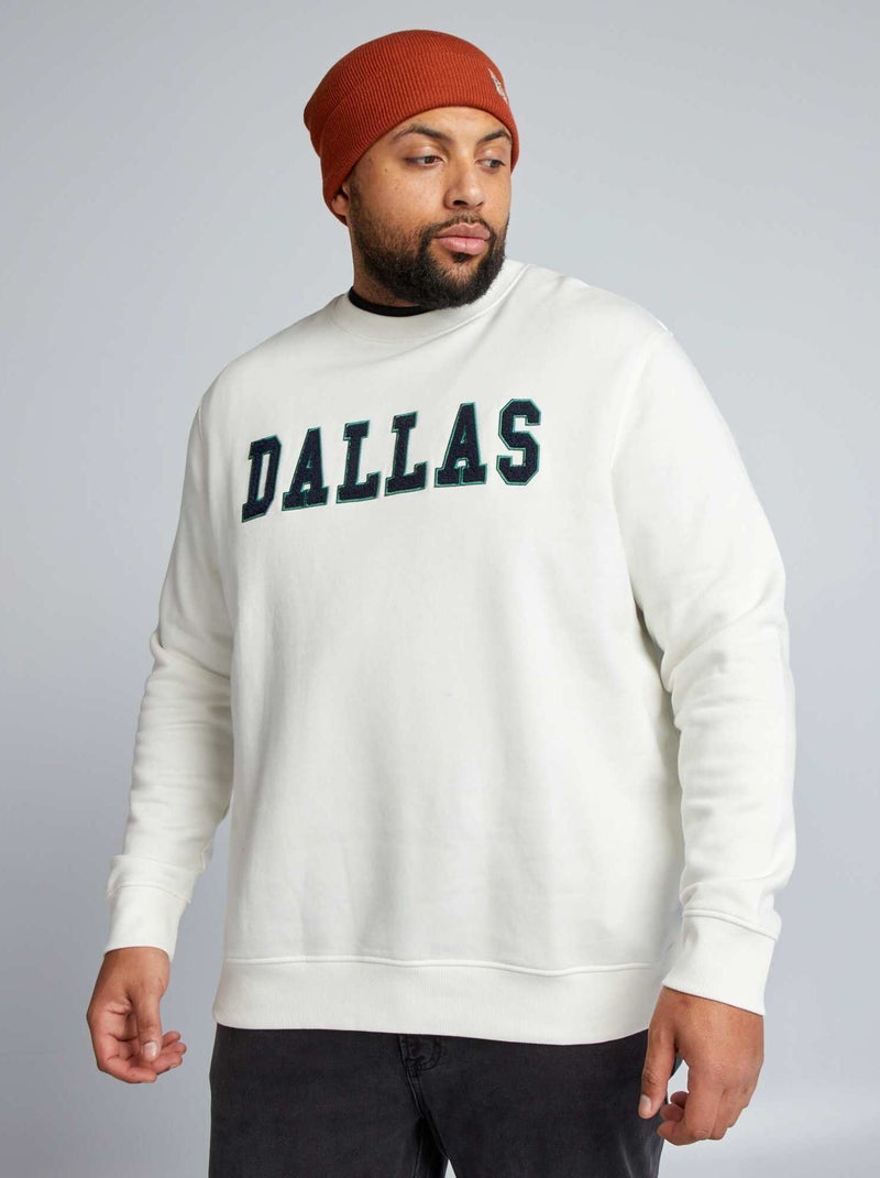 Sweatshirt em moletão de estilo americano BRANCO - Kiabi