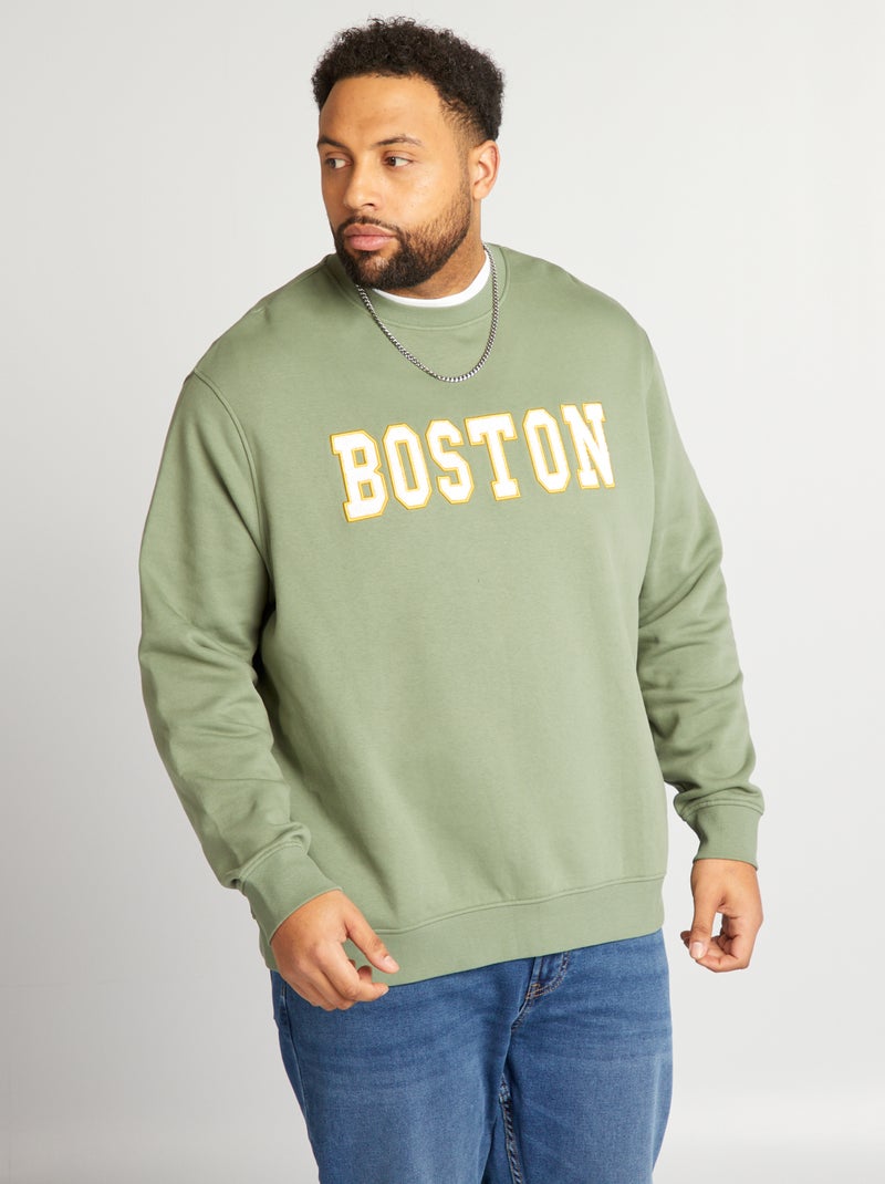 Sweatshirt em moletão de estilo americano VERDE - Kiabi