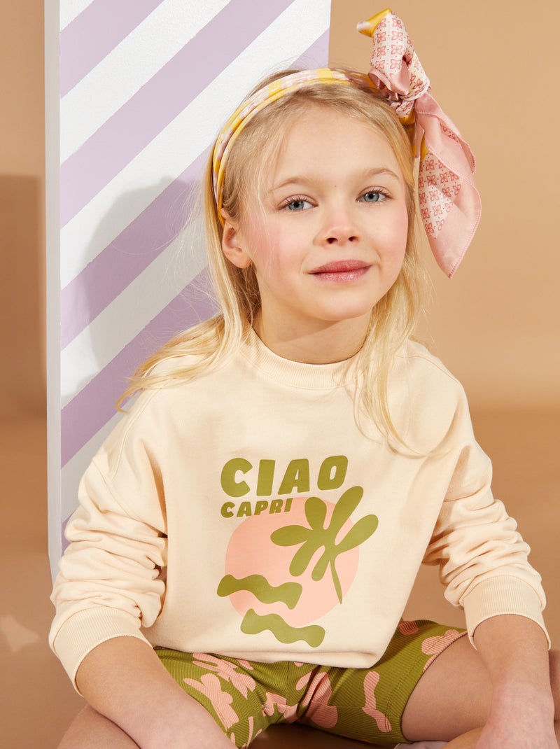 Sweatshirt em moletão de gola redonda - Grafik Edition BEGE - Kiabi