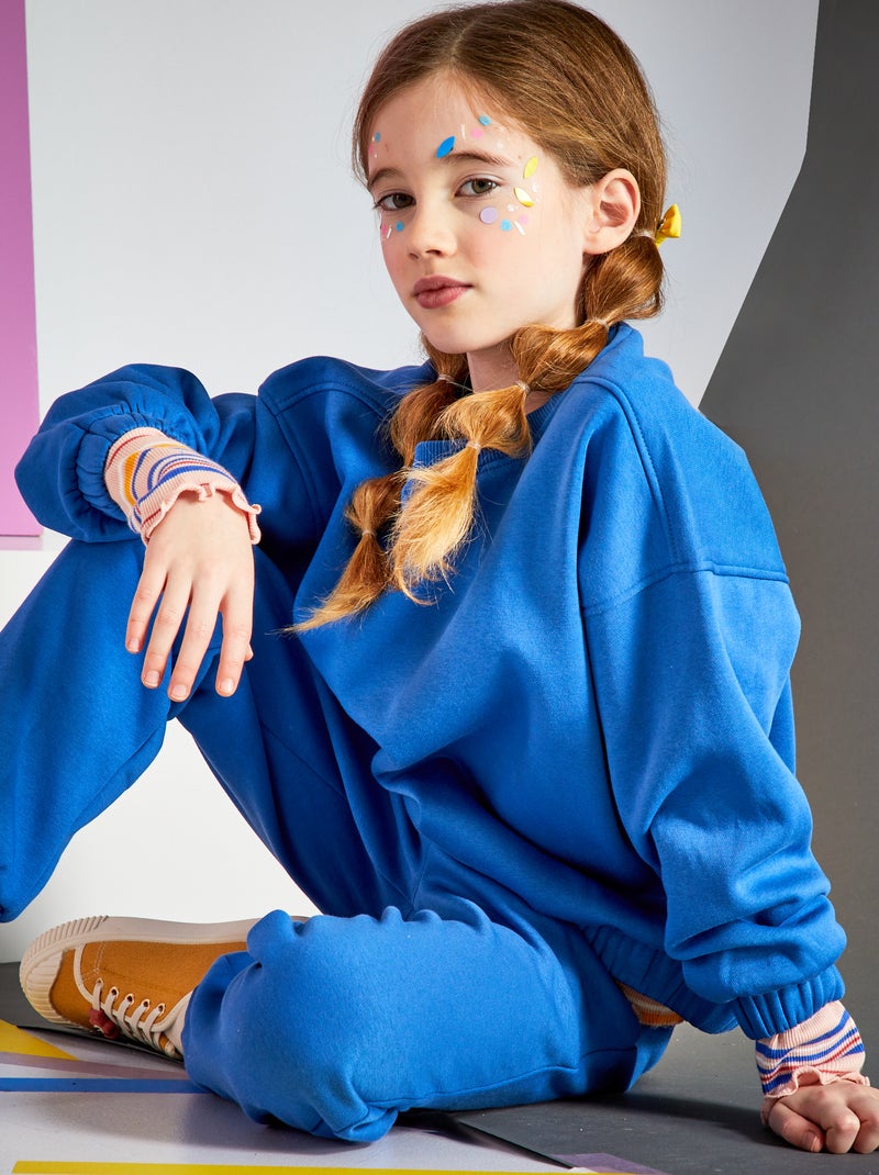 Sweatshirt em moletão de gola redonda - Unissexo AZUL - Kiabi