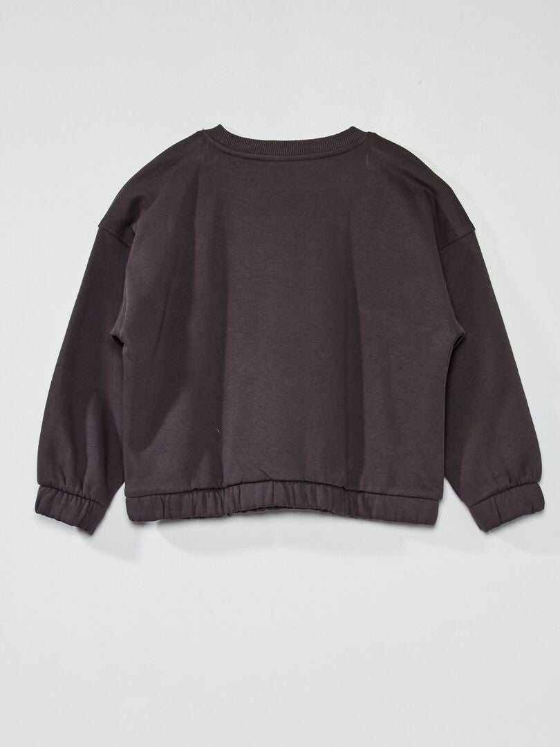 Sweatshirt em moletão de gola redonda - Unissexo Cinza Escuro - Kiabi