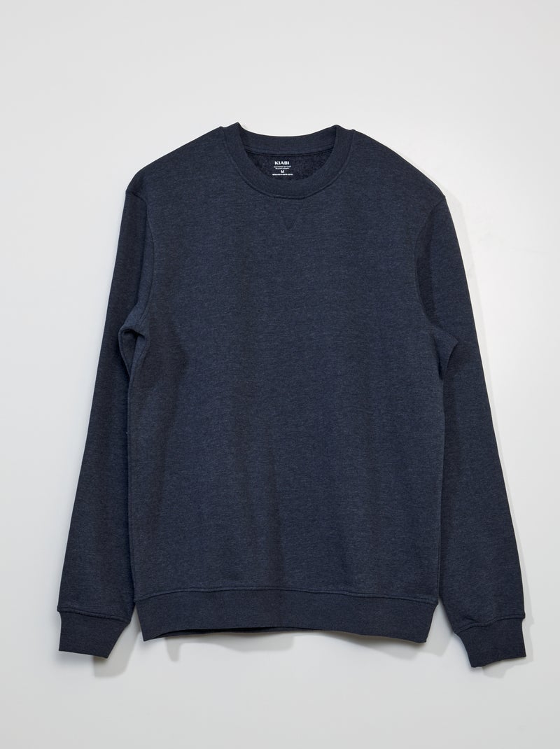 Sweatshirt em moletão de gola redonda AZUL - Kiabi