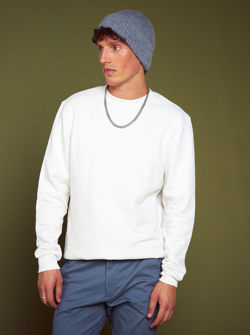 Sweatshirt em moletão de gola redonda BRANCO - Kiabi