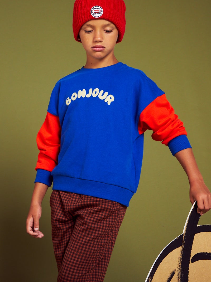 Sweatshirt em moletão de gola redonda BRANCO - Kiabi