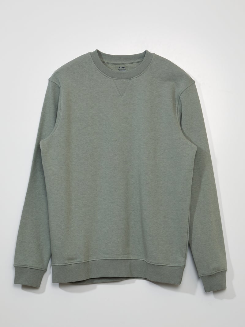 Sweatshirt em moletão de gola redonda Cinza - Kiabi