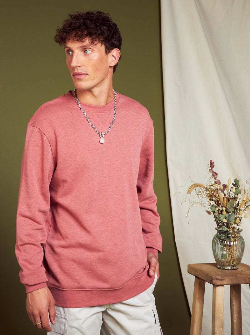 Sweatshirt em moletão de gola redonda ROSA - Kiabi