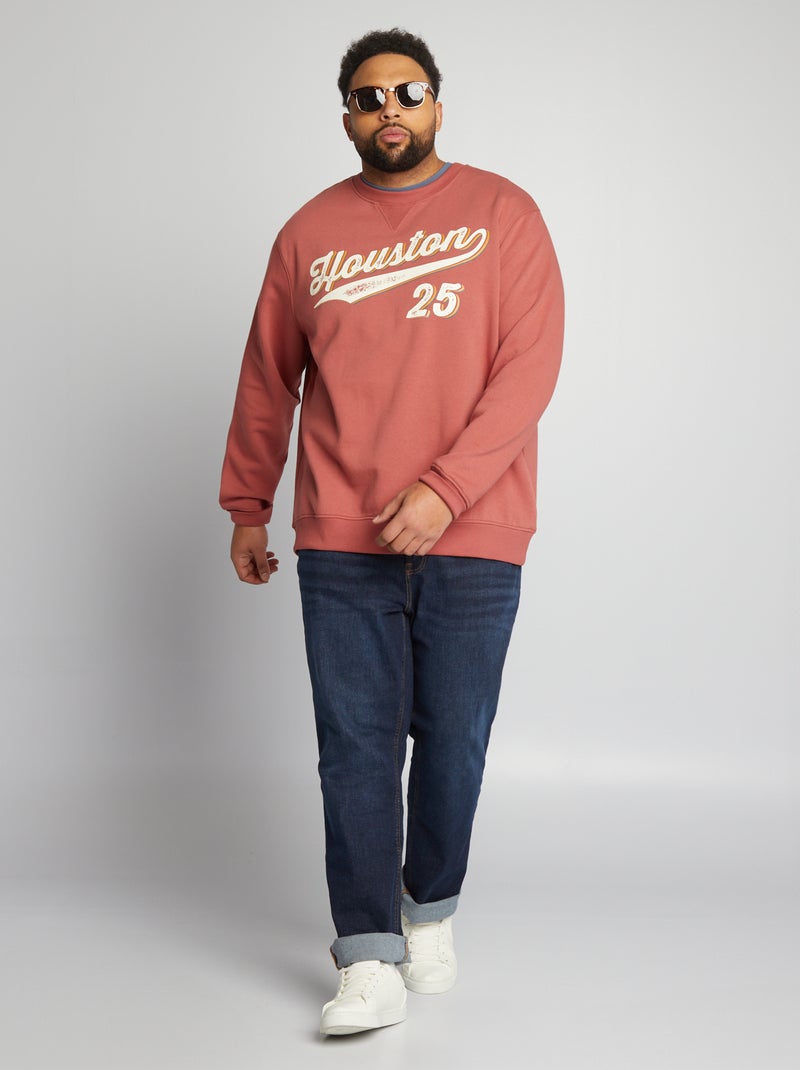 Sweatshirt em moletão de gola redonda VERMELHO - Kiabi