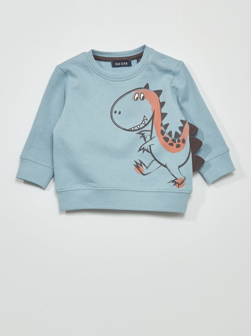 Sweatshirt em moletão 'dinossauro' Azul - Kiabi