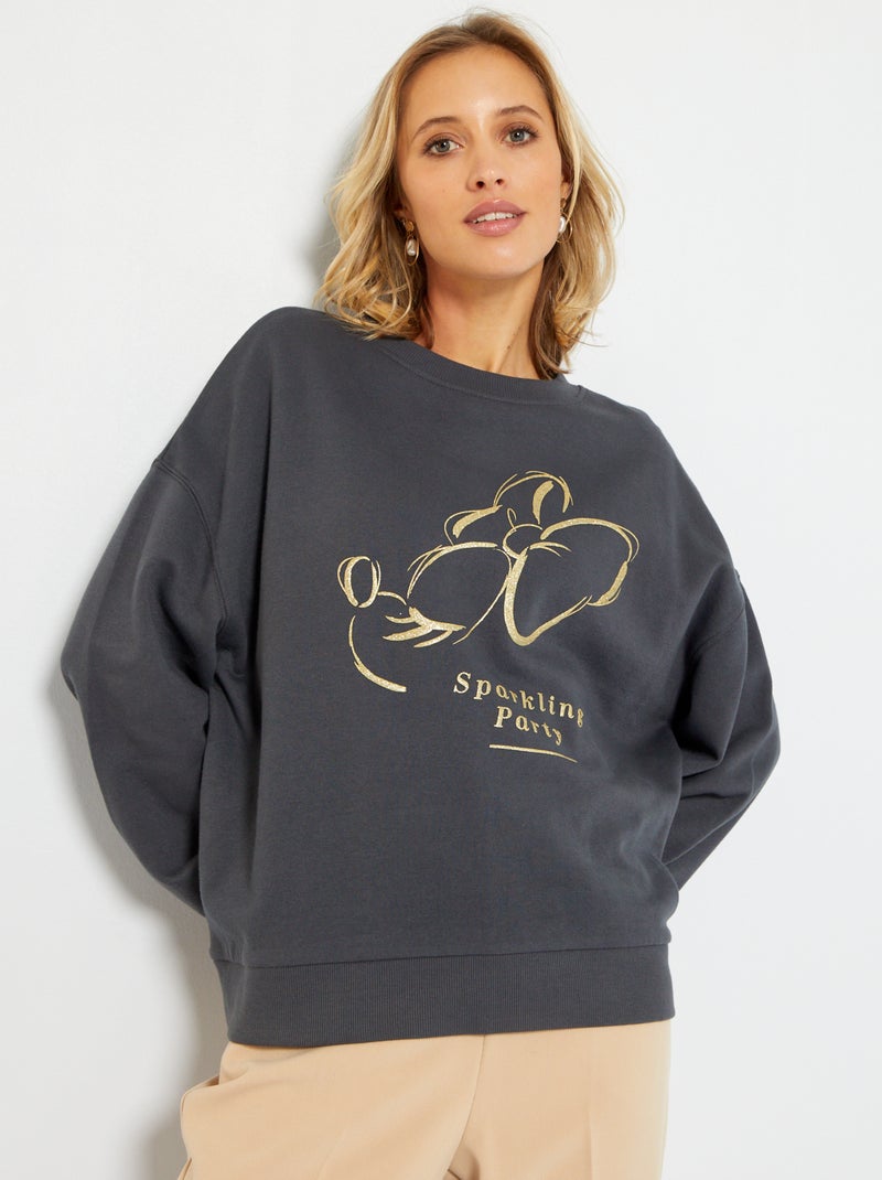 Sweatshirt em moletão 'Disney' CINZA - Kiabi