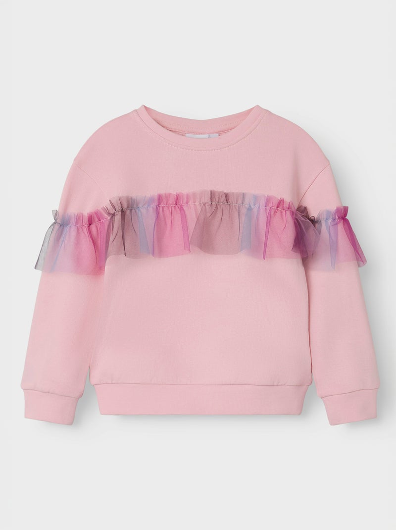 Sweatshirt em moletão e tule - Guppy Rosa - Kiabi