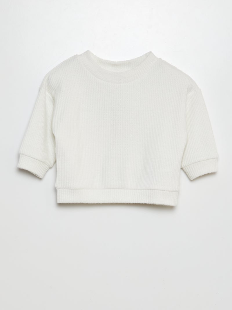 Sweatshirt em moletão em malha gofrada Branco - Kiabi