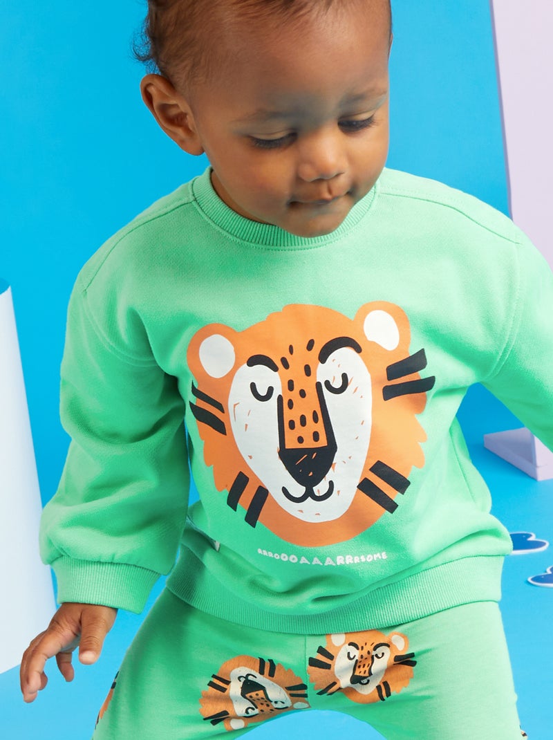 Sweatshirt em moletão estampada - Grafik Edition VERDE - Kiabi