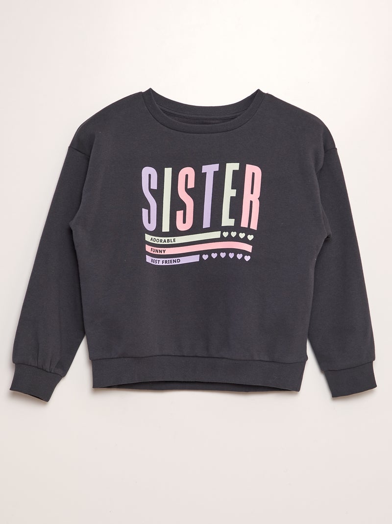 Sweatshirt em moletão estampada - Irmão e irmã CINZA - Kiabi