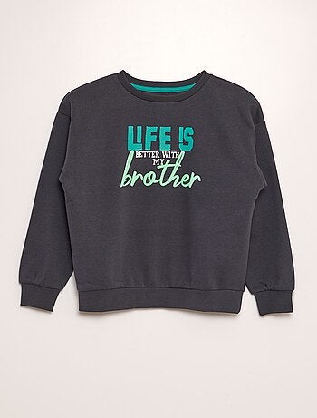 Sweatshirt em moletão estampada - Irmão e irmã