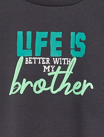 Sweatshirt em moletão estampada - Irmão e irmã