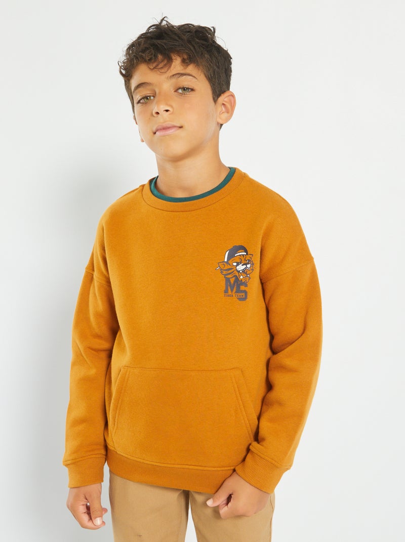Sweatshirt em moletão estampada AMARELO - Kiabi