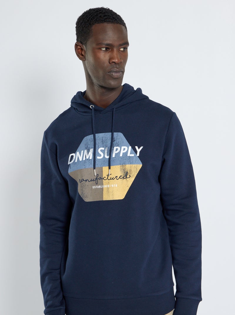 Sweatshirt em moletão estampada Azul Marinho - Kiabi