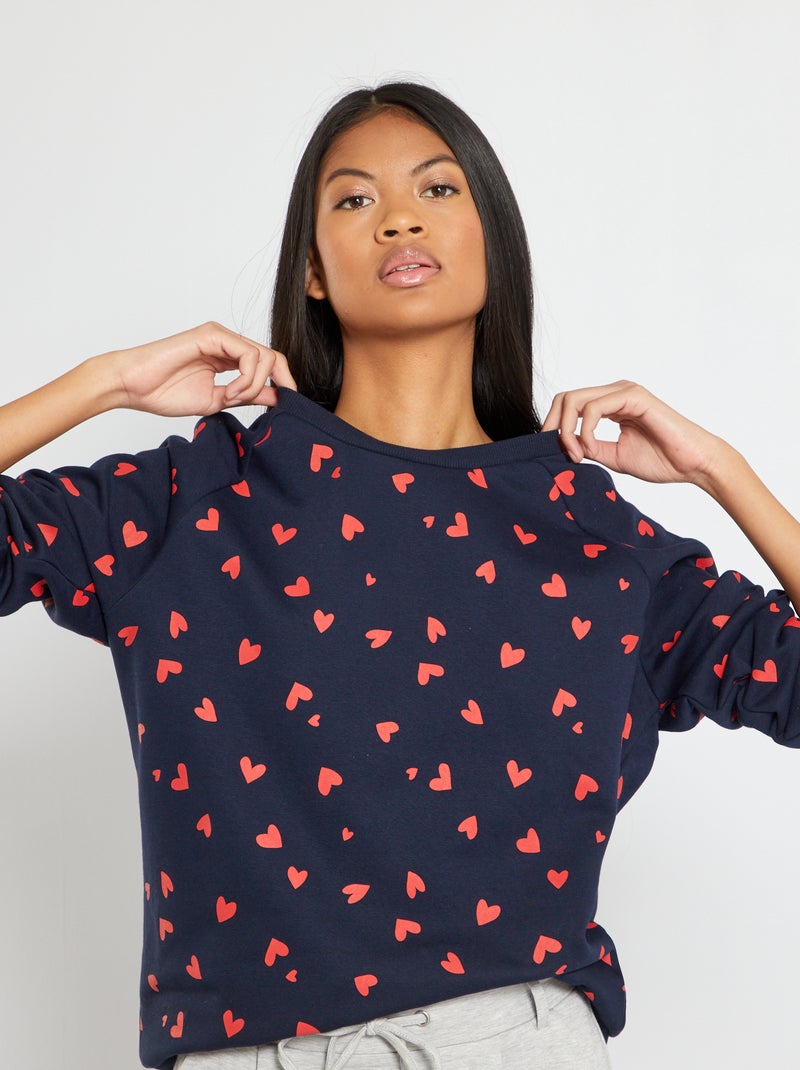 Sweatshirt em moletão estampada AZUL - Kiabi