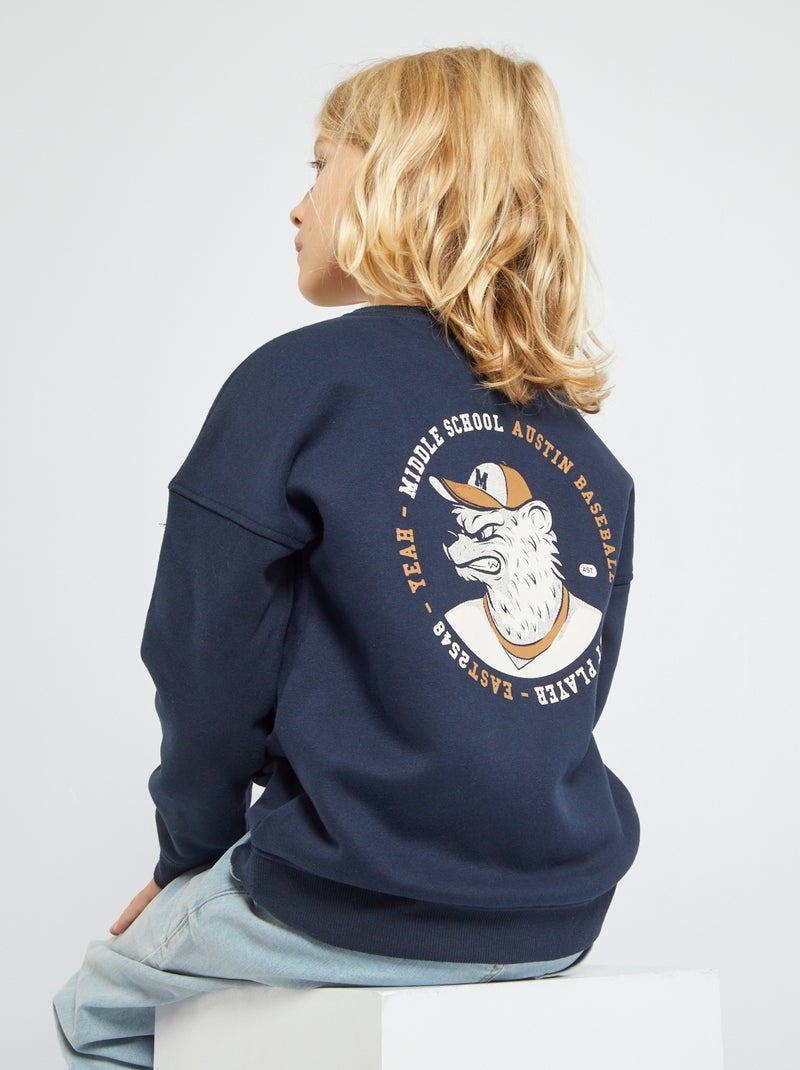 Sweatshirt em moletão estampada AZUL - Kiabi