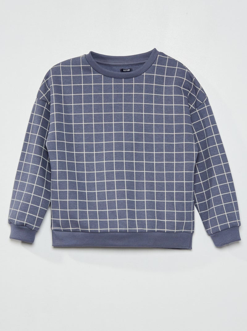 Sweatshirt em moletão estampada AZUL - Kiabi