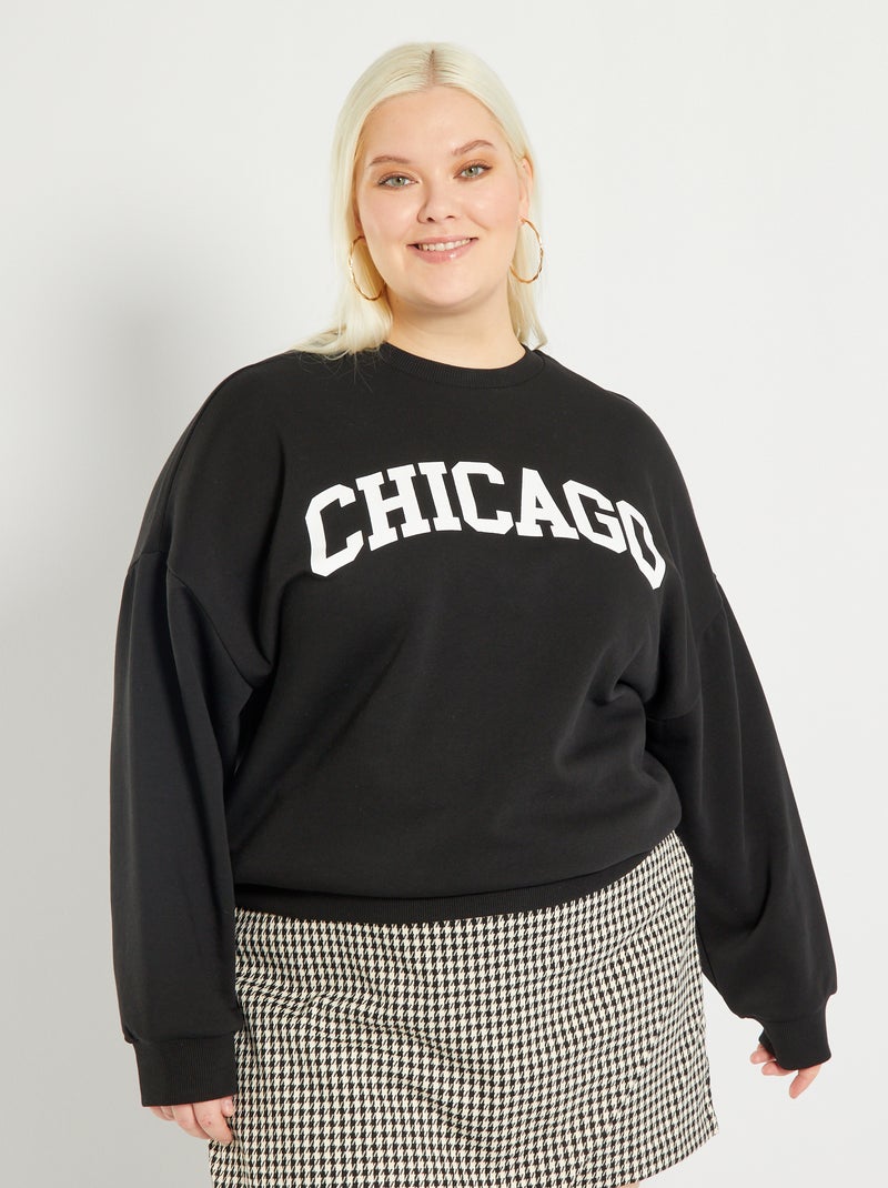 Sweatshirt em moletão estampada 'Boston' PRETO - Kiabi
