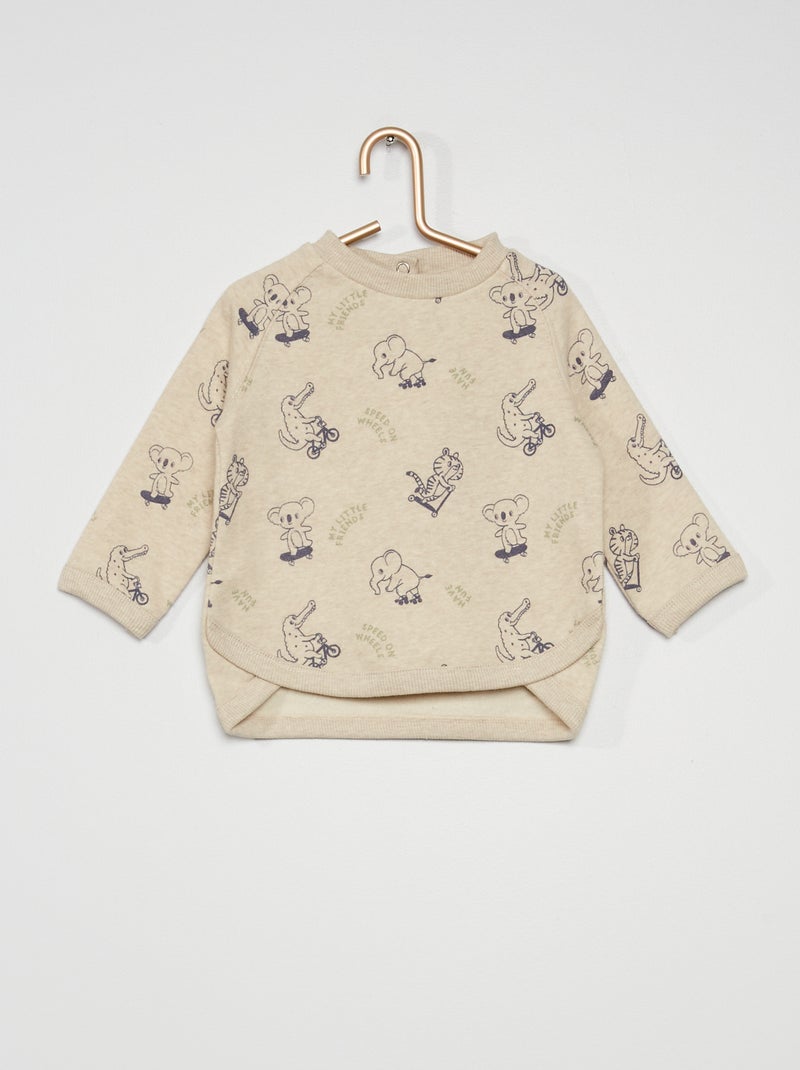 Sweatshirt em moletão estampada BRANCO - Kiabi